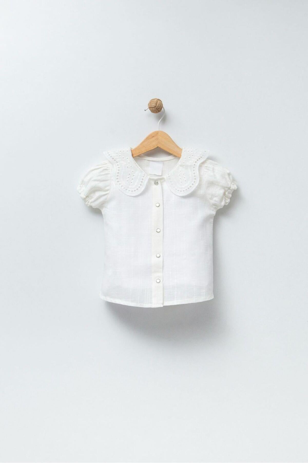 Muslin White Lace Collar Shirt - 3-10Y