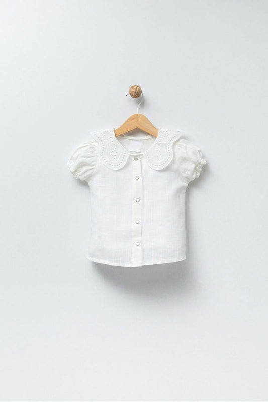 Muslin White Lace Collar Shirt - 3-10Y