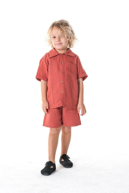 Muslin Shorts & Shirt Set - 2-7Y