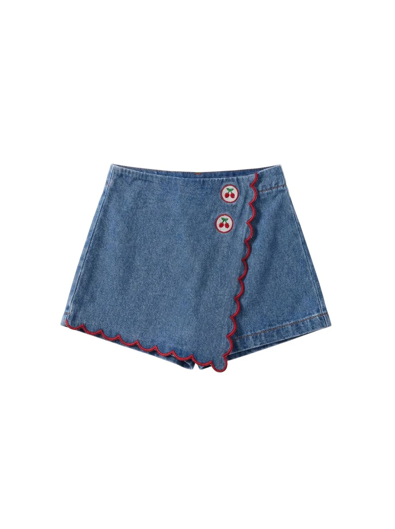 Denim Skort - Cherry - 2-7Y