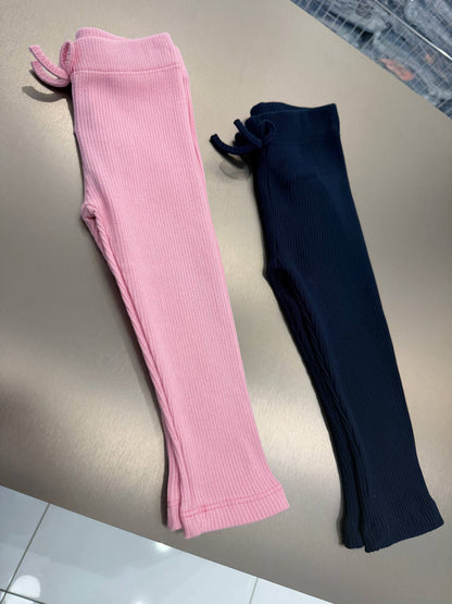 Cotton Legging set - 2 PCS - Pink & Navy- 9M-3Y