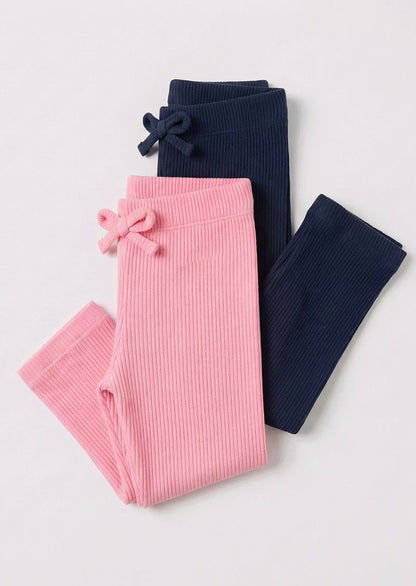 Cotton Legging set - 2 PCS - Pink & Navy- 9M-3Y