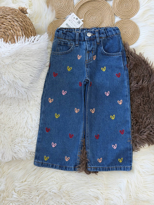 DENIM Pants - Colored Hearts - 18M-6Y