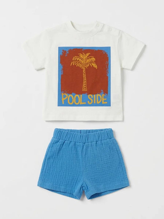 Poolside Muslin Shorts & Tshirt Set - 6M-3Y