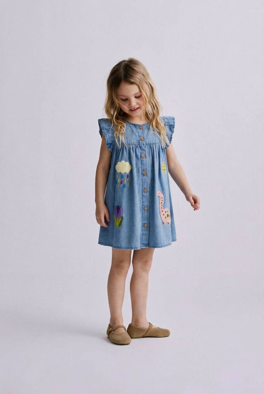DENIM Dress - ANIMALS - 2-7Y
