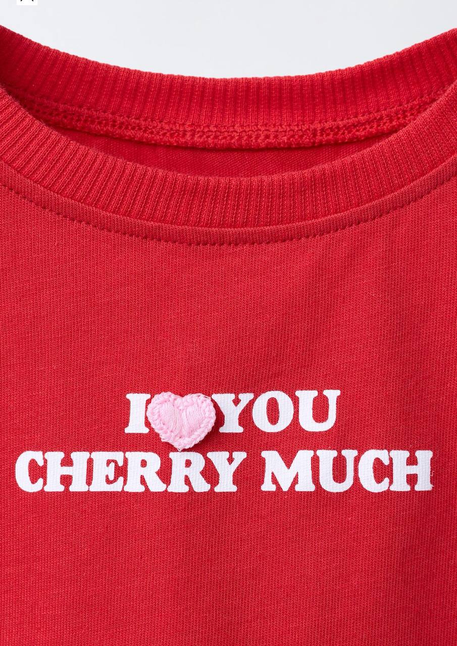 Tshirt - I Love You Cherry Much - RED - 2-7Y