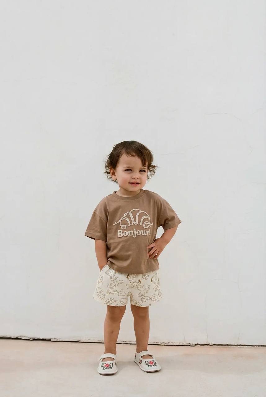Muslin Shorts & Tshirt Set - BONJOUR - 6M-3Y
