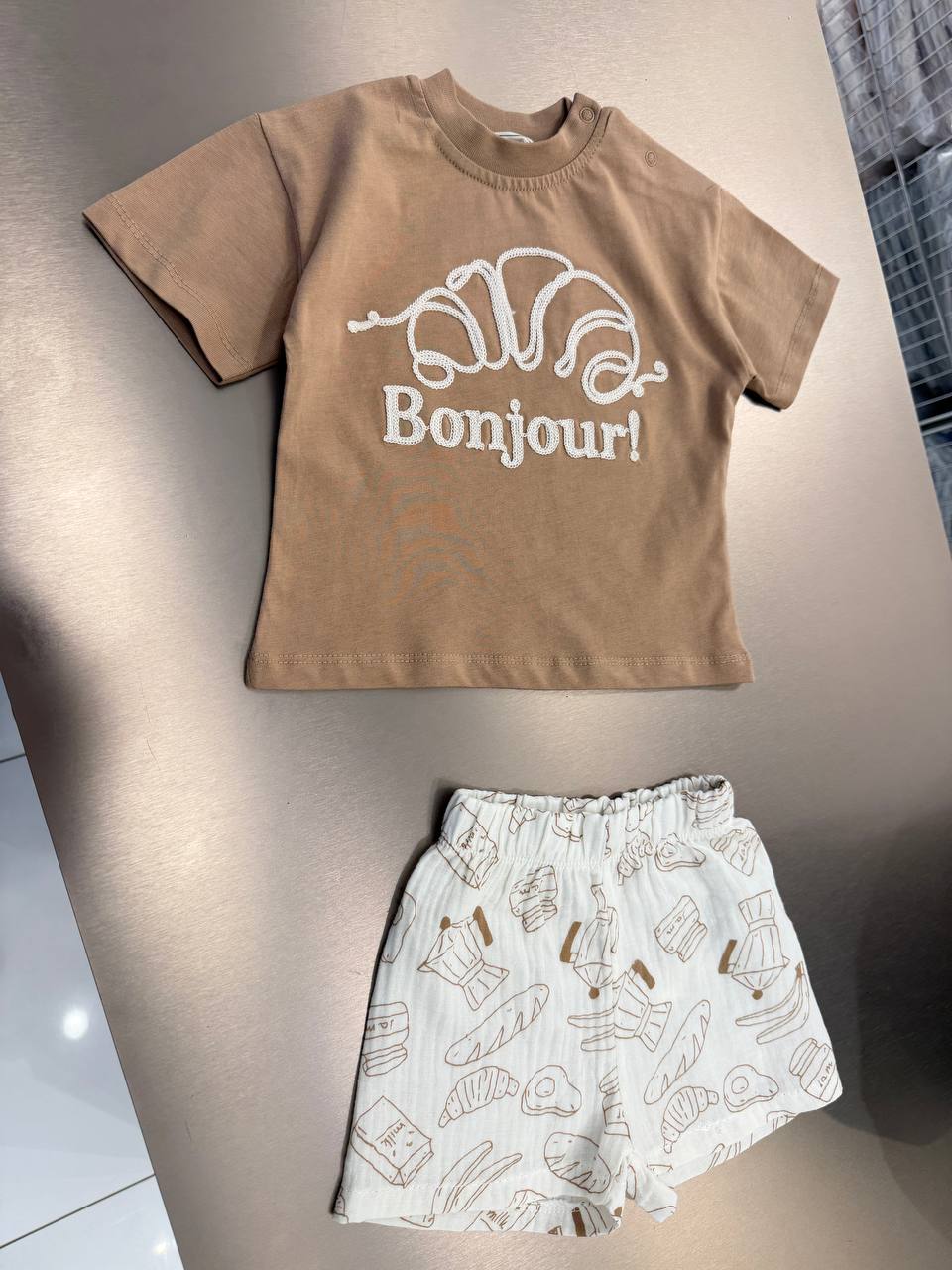 Muslin Shorts & Tshirt Set - BONJOUR - 6M-3Y