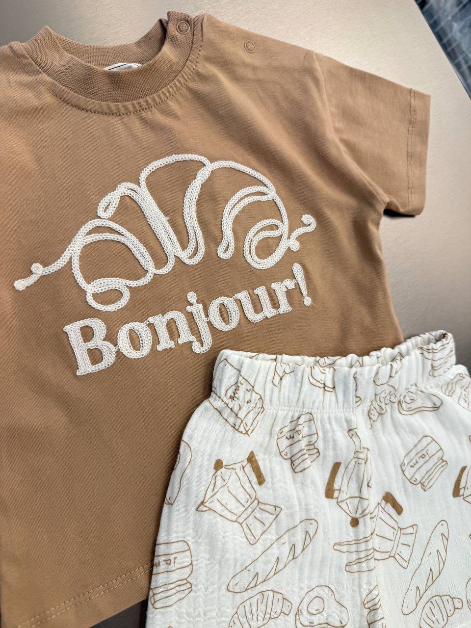 Muslin Shorts & Tshirt Set - BONJOUR - 6M-3Y