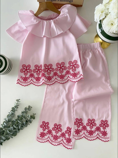 Pink Floral Pants & Tshirt Set - 3-10Y