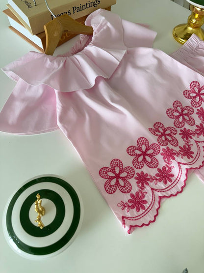 Pink Floral Pants & Tshirt Set - 3-10Y