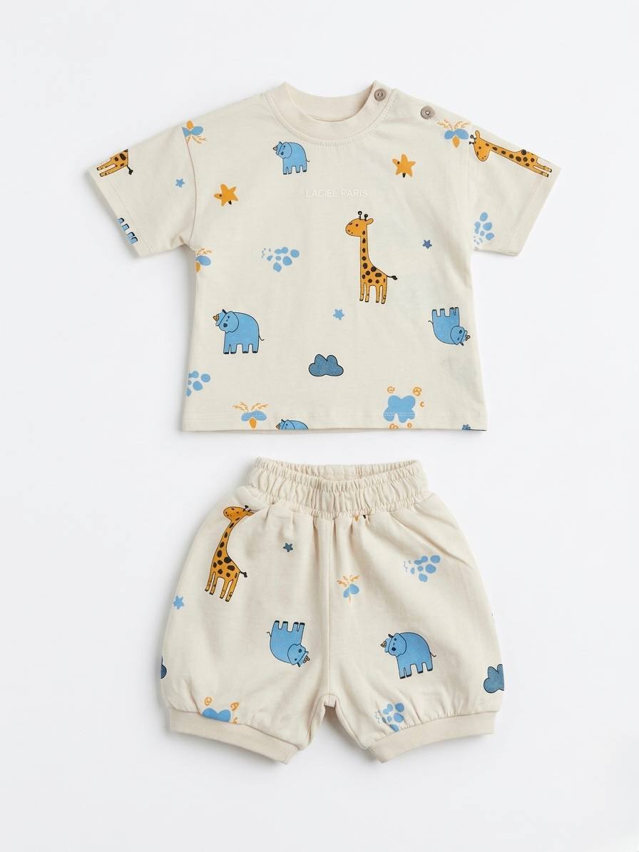 Shorts & Tshirt Set - Giraffe - 6M-3Y