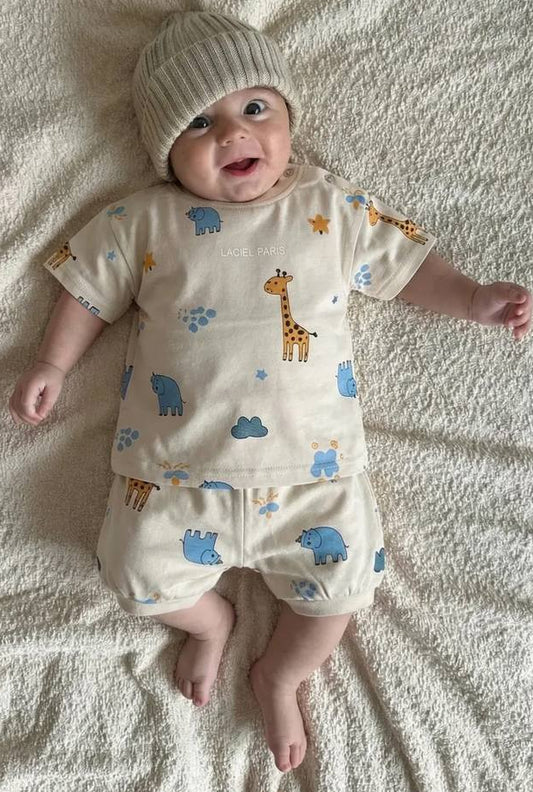 Shorts & Tshirt Set - Giraffe - 6M-3Y