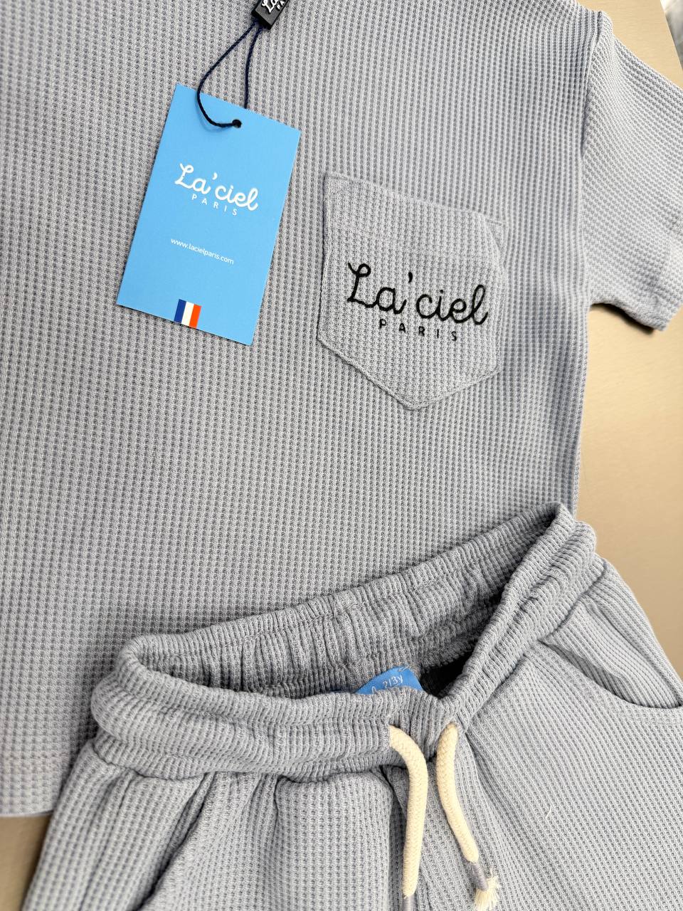 Shorts & Tshirt Set - Waffle - Grey - 2-7Y