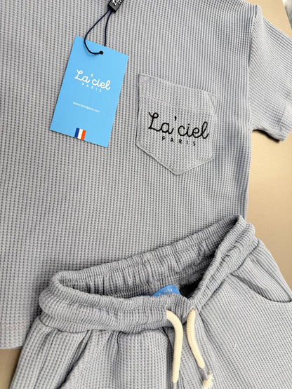 Shorts & Tshirt Set - Waffle - Grey - 2-7Y