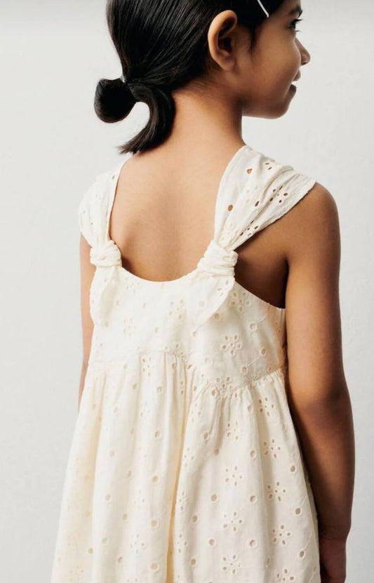 Off-White Embroidered Dress - 2-7Y