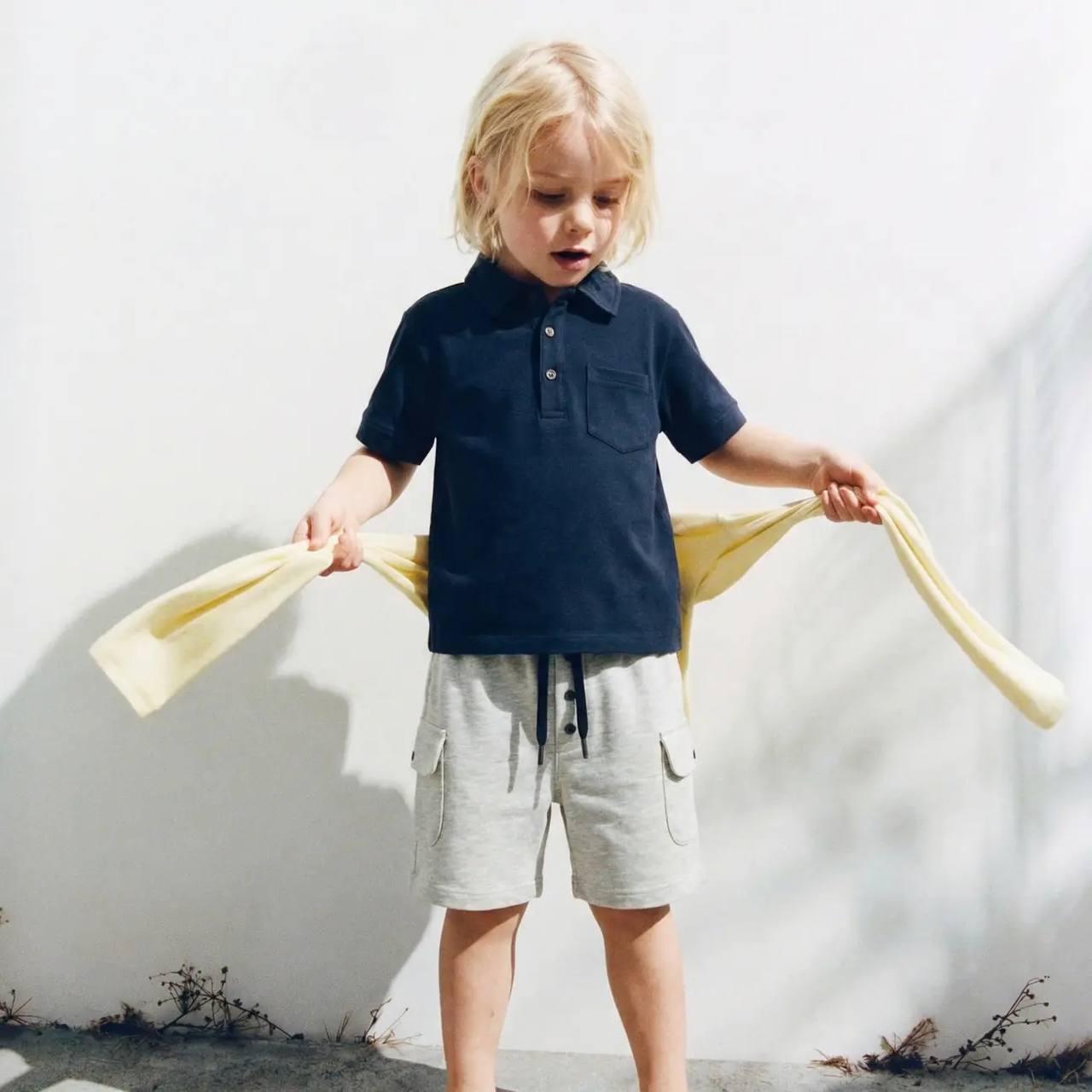 Shorts & Polo Cut Tshirt Set - NAVY - 2-7Y