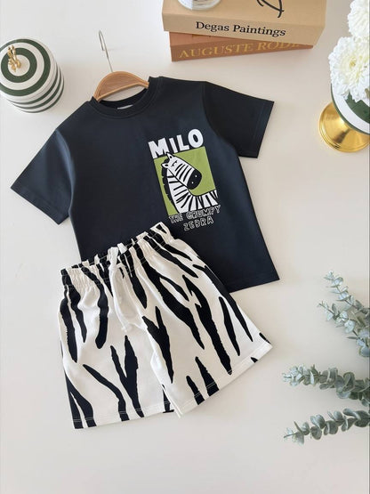 Shorts & Tshirt Set - MILO the ZEBRA - 2-8Y