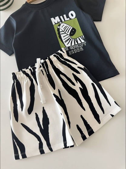 Shorts & Tshirt Set - MILO the ZEBRA - 2-8Y