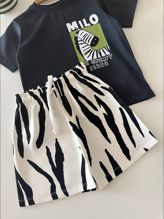 Shorts & Tshirt Set - MILO the ZEBRA - 2-8Y