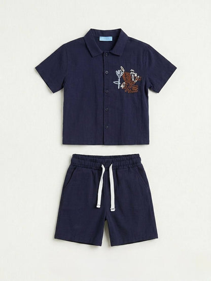 Los Angeles Navy Shorts & Tshirt Set - 2-7Y