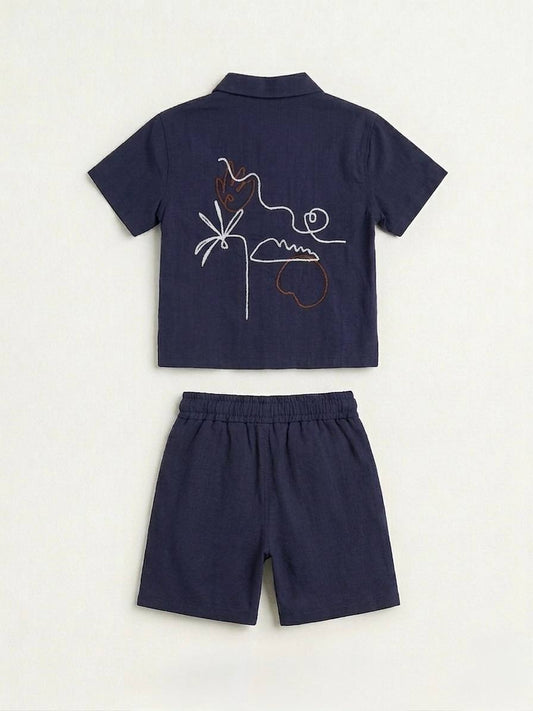 Los Angeles Navy Shorts & Tshirt Set - 2-7Y