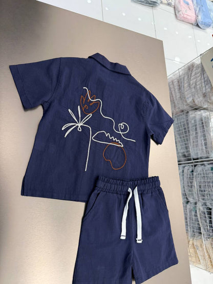 Los Angeles Navy Shorts & Tshirt Set - 2-7Y