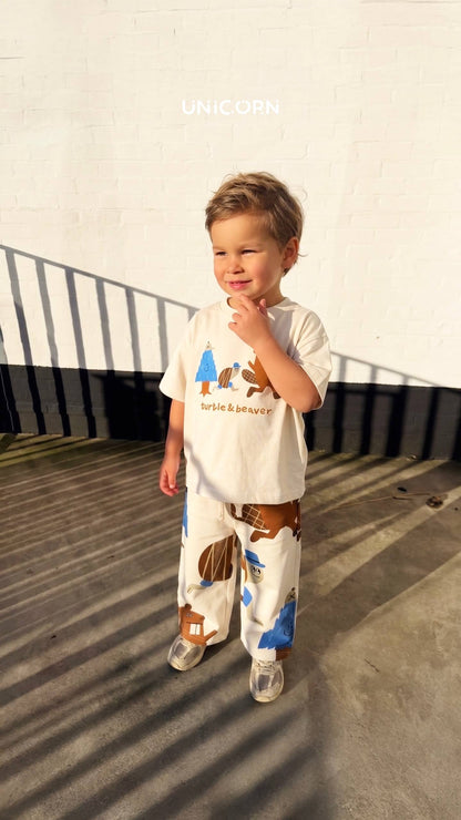 Pants & Tshirt Set - Turtle & Beaver - 2-8Y