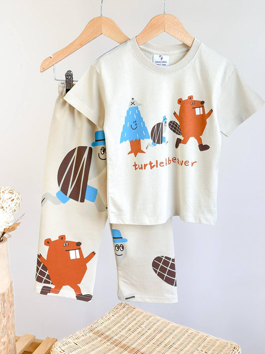 Pants & Tshirt Set - Turtle & Beaver - 2-8Y