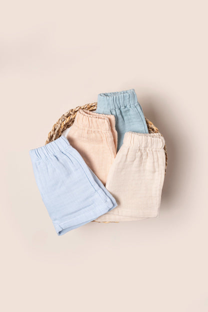 Muslin Shorts - Blue/Off-White/Orange/Baby Blue - 9M-4Y