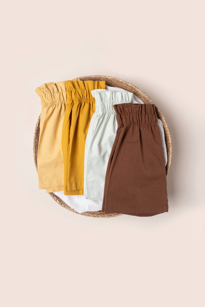 High Waist Shorts - Yellow Mustard - 9M-4Y