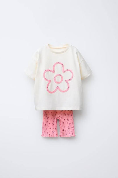 Little Flower - Short Legging & Tshirt Set - 2-8Y