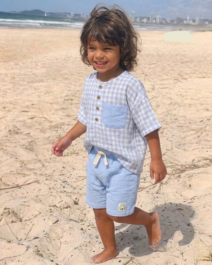 Mediterranean Breeze Muslin Shorts & Shirt Set - 6M-4Y