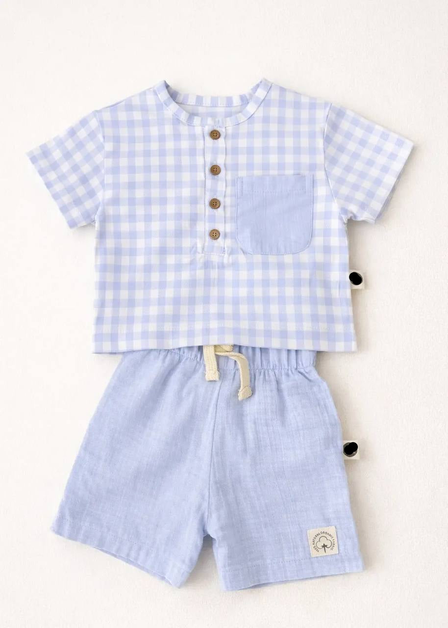Mediterranean Breeze Muslin Shorts & Shirt Set - 6M-4Y