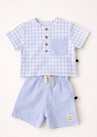 Mediterranean Breeze Muslin Shorts & Shirt Set - 6M-4Y