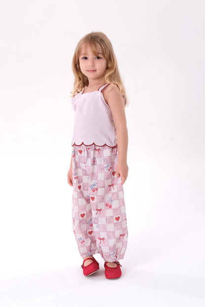 Balloon Pants & Top Set - Blue/Green/Pink - 2-8Y