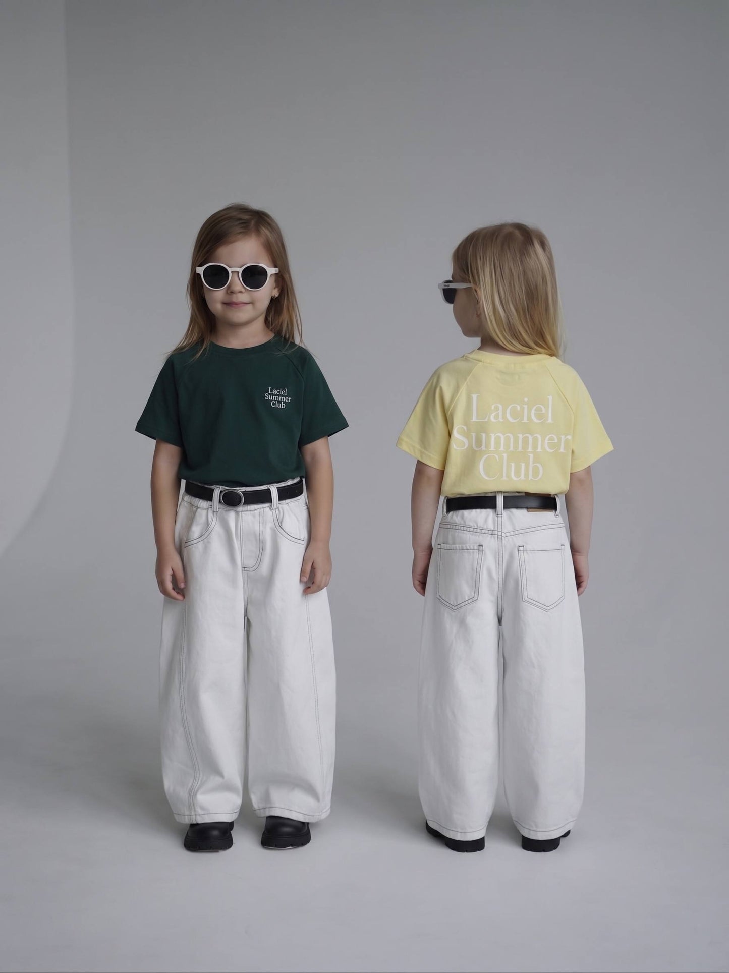 DENIM Wide Leg Balloon Stitched Pants - 2-7Y
