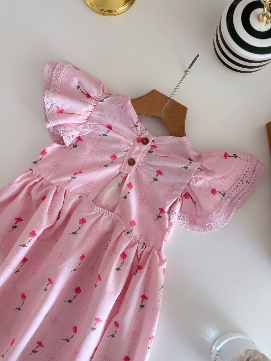 Pink Floral Dress - 2-8Y