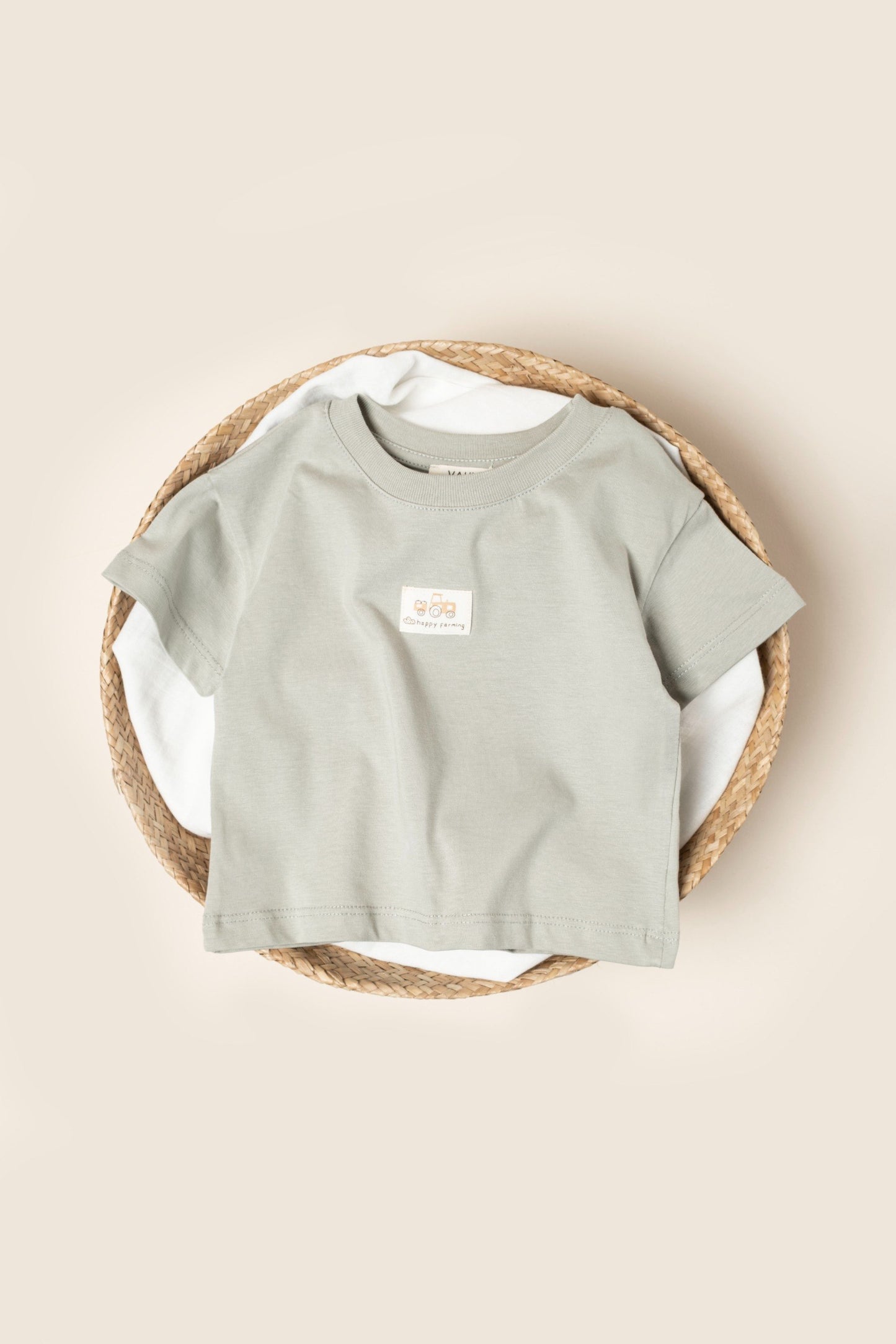 Cotton Tshirt - Sage Green/Baby Blue - 9M-4Y