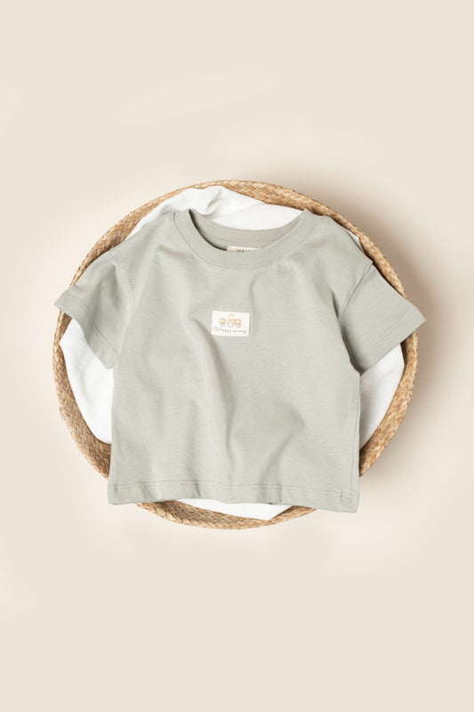 Cotton Tshirt - Sage Green/Baby Blue - 9M-4Y