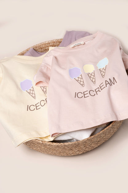 Ice Cream Tshirt - Yellow/Purple/Pink - 9M-4Y