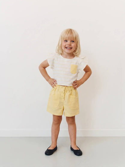 Yellow Horizon - Muslin Shorts & Crop Top Set - 2-7Y