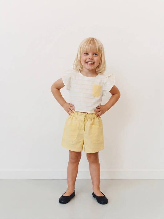 Yellow Horizon - Muslin Shorts & Crop Top Set - 2-7Y