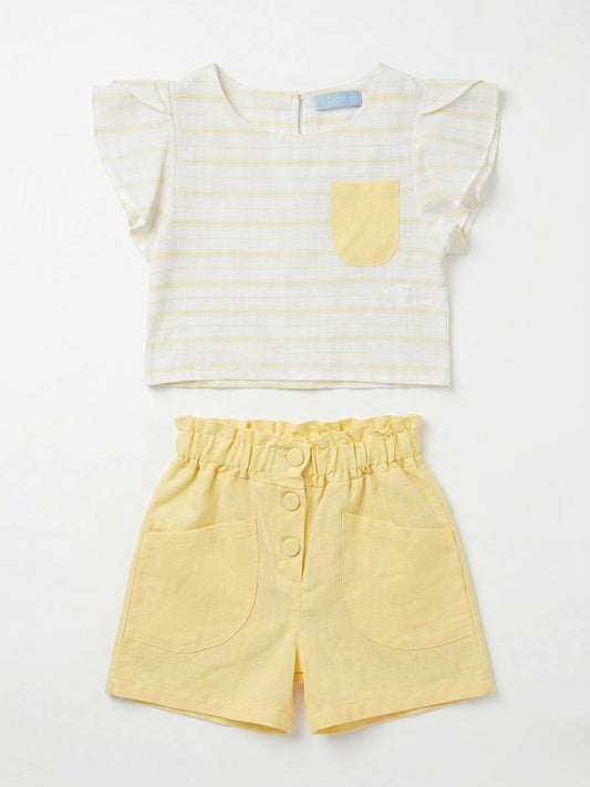 Yellow Horizon - Muslin Shorts & Crop Top Set - 2-7Y