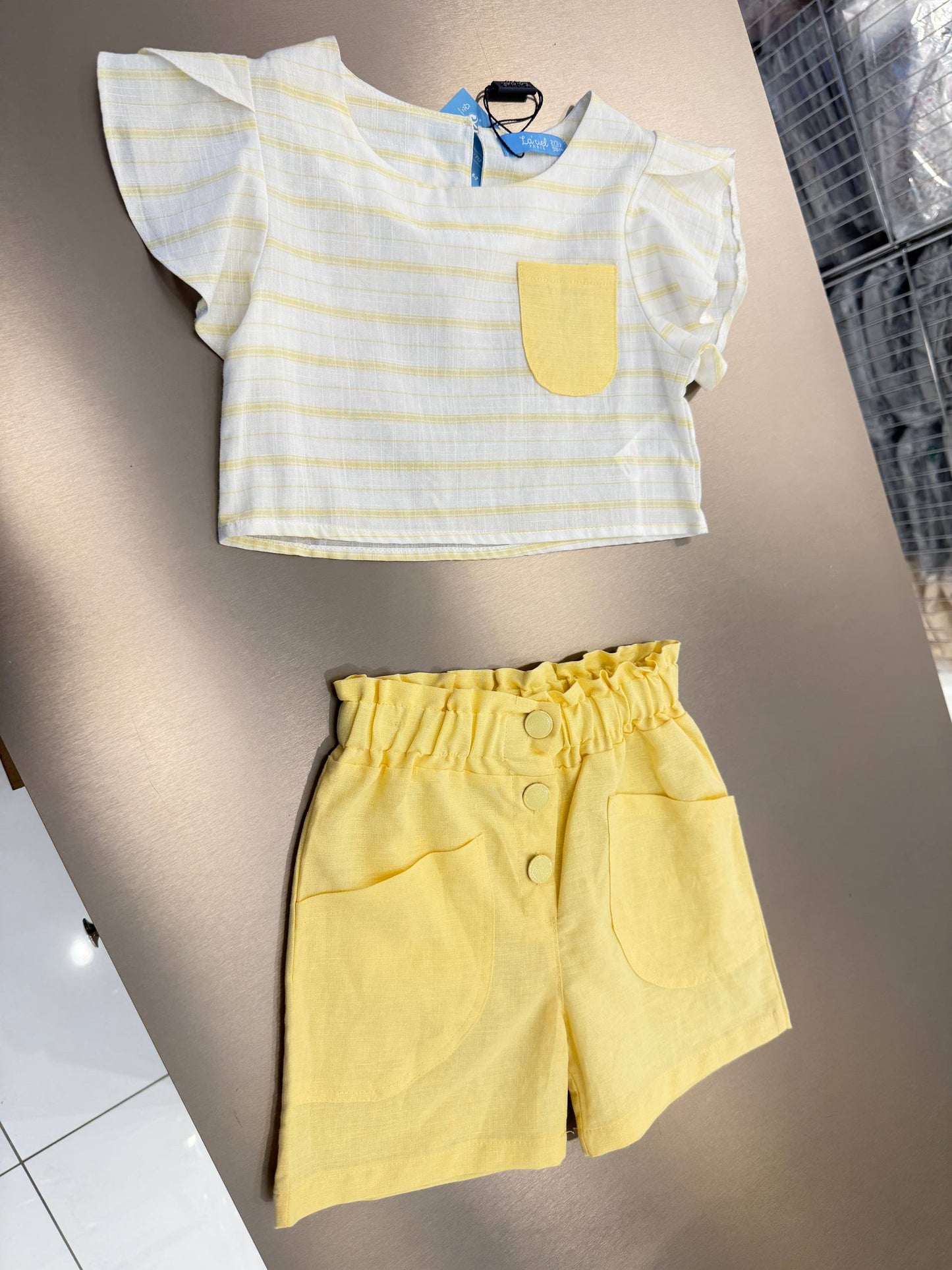 Yellow Horizon - Muslin Shorts & Crop Top Set - 2-7Y