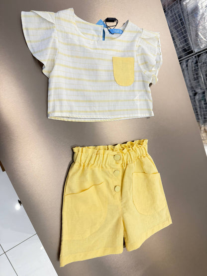 Yellow Horizon - Muslin Shorts & Crop Top Set - 2-7Y