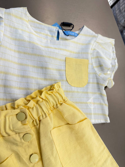 Yellow Horizon - Muslin Shorts & Crop Top Set - 2-7Y