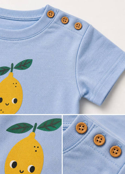 LEMON Tshirt  - White/Blue - 6M-4Y