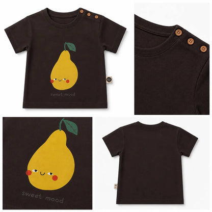 PEAR Tshirt  - White/Black - 6M-4Y