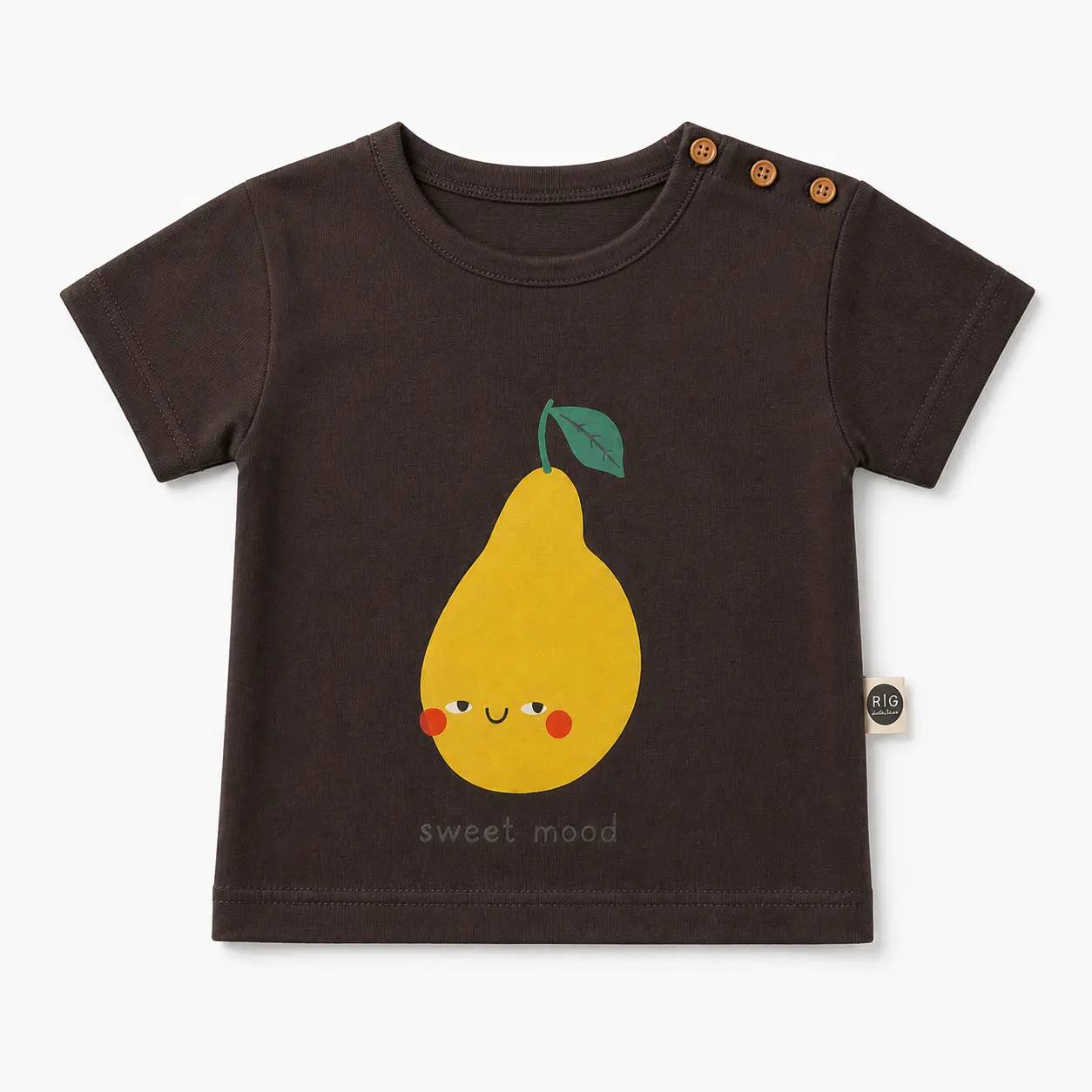 PEAR Tshirt  - White/Black - 6M-4Y